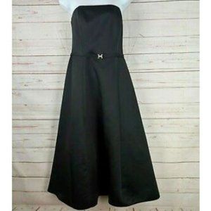 NEW Michaelangelo Black Strapless Tea Length Dress